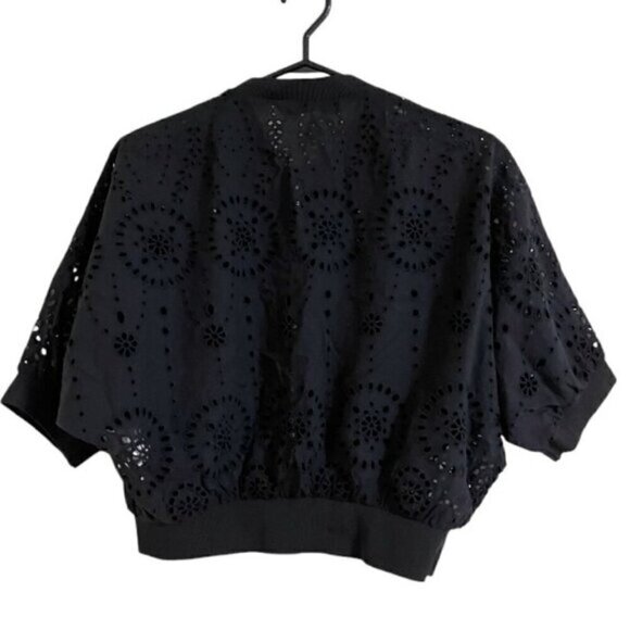 Zara Embroidered Cropped Eyelet Bomber - Picture 5 of 8